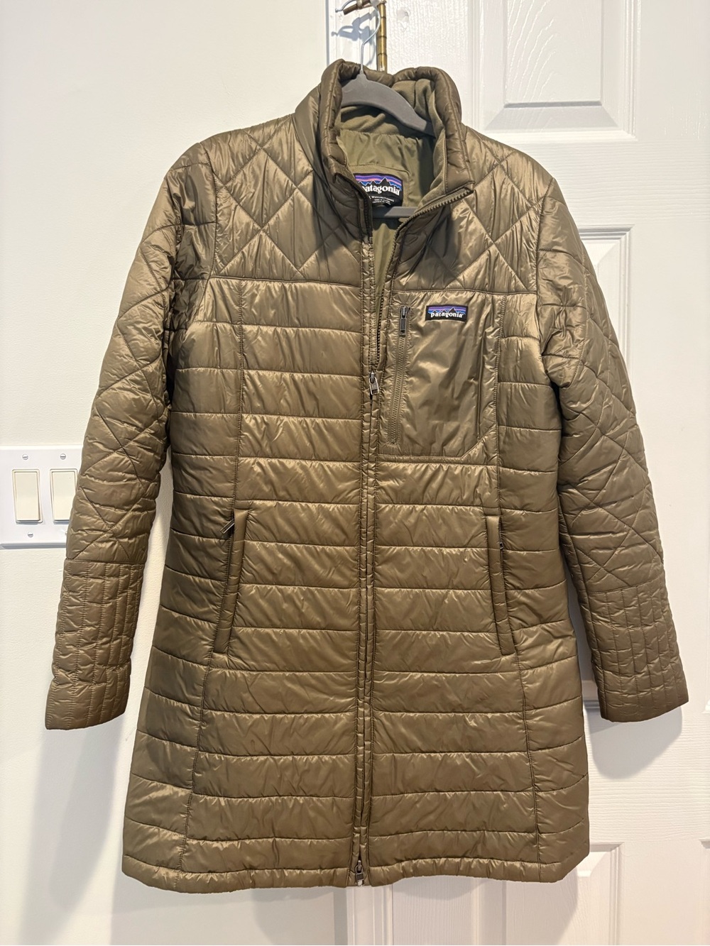 Patagonia Women's Olive Green Quilted Long Puffer Coat
